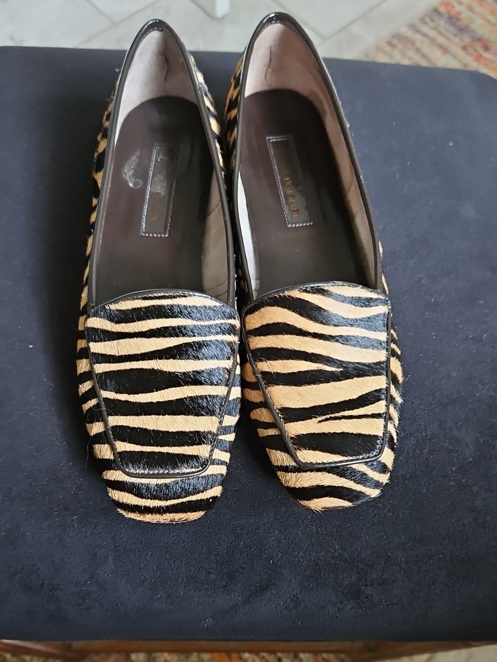 Enzo Angiolini Zebra Print Black and Tan Flats